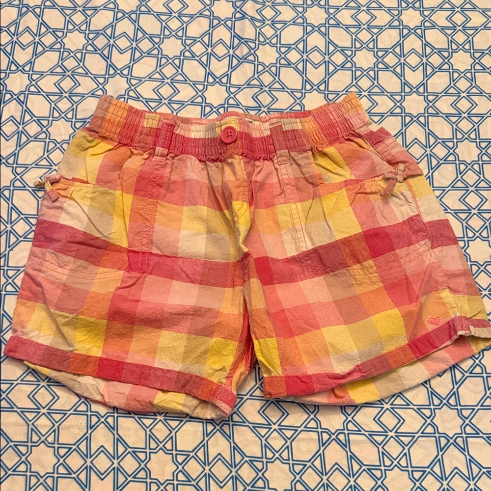 OshKosh B'gosh Pink Yellow Cream Plaid Girls Shorts